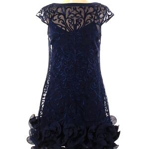 Jessica Simpson Sheer lace ruffled Cocktail dress missing slip under worn once